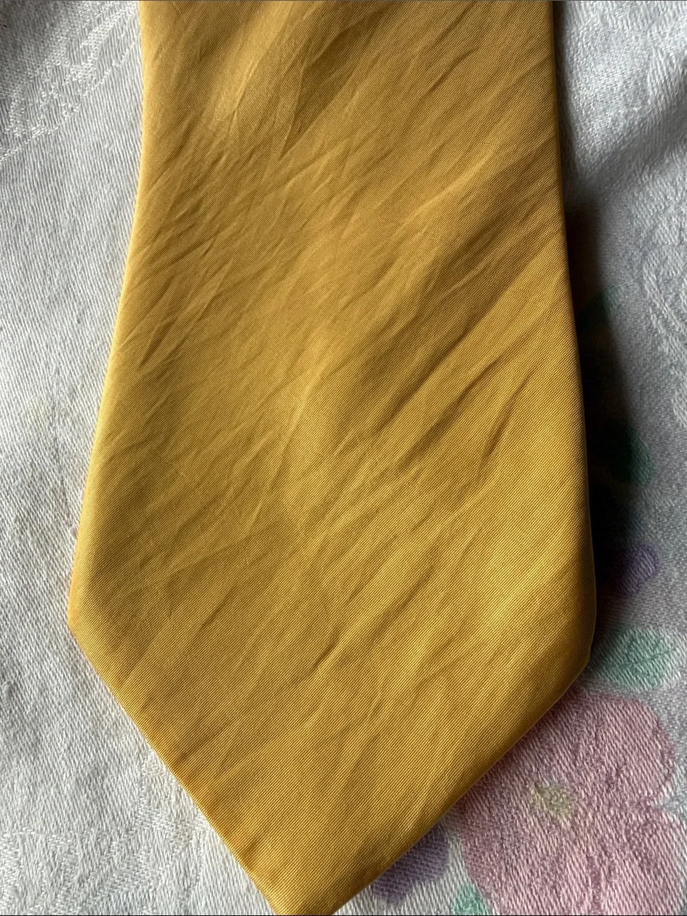 Kai Long Men's Solid Yellow Silk Tie